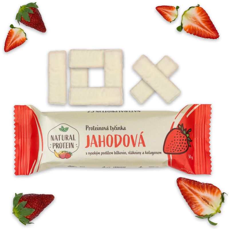 Proteínová tyčinka s kolagénom - Jahodová (50 g) 10 kusov