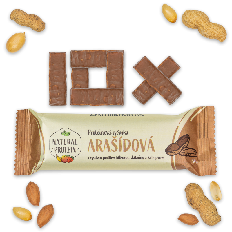 Proteínová tyčinka s kolagénom - Arašidová (50 g) 10 kusov