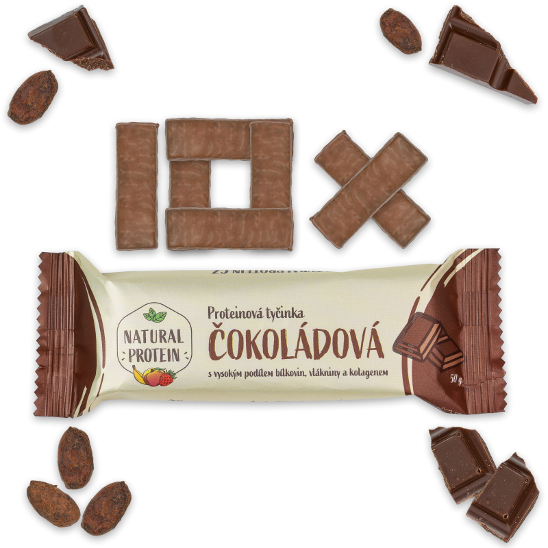 Proteínová tyčinka s kolagénom - Čokoládová (50 g) 10 kusov