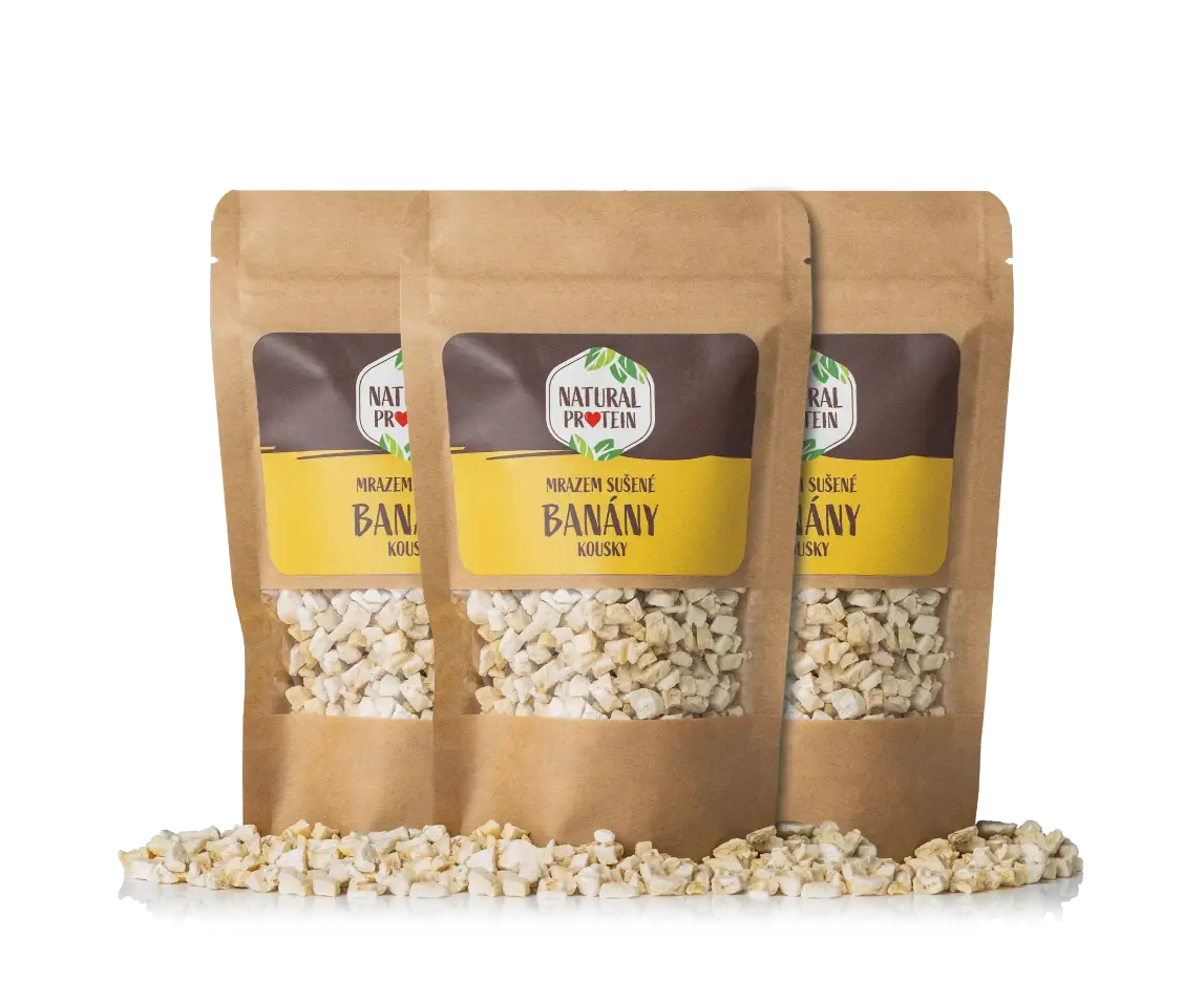 Mrazom sušené banány kúsky 3 kusy