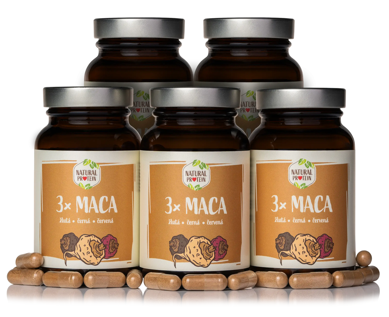 NaturalProtein 3x Maca (60 kapslí) 5 kusov