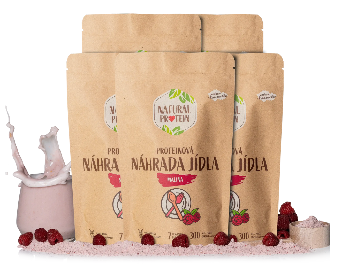 NaturalProtein Náhrada jedla - Malina 5 kusov