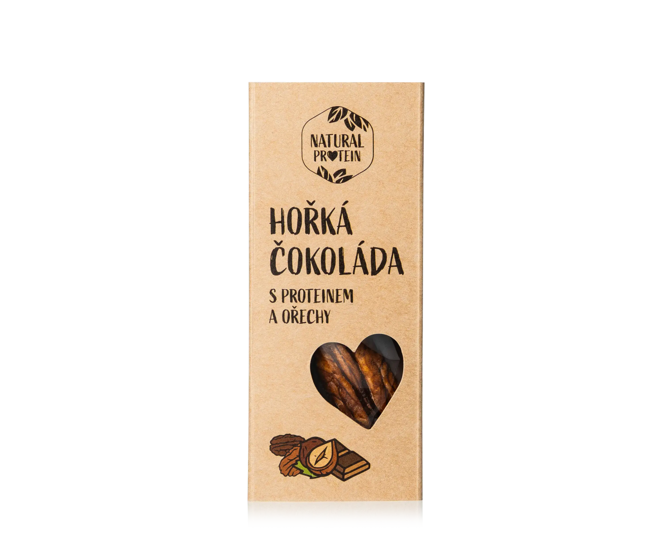 NaturalProtein Horká čokoláda s proteínom a orechmi (35g)