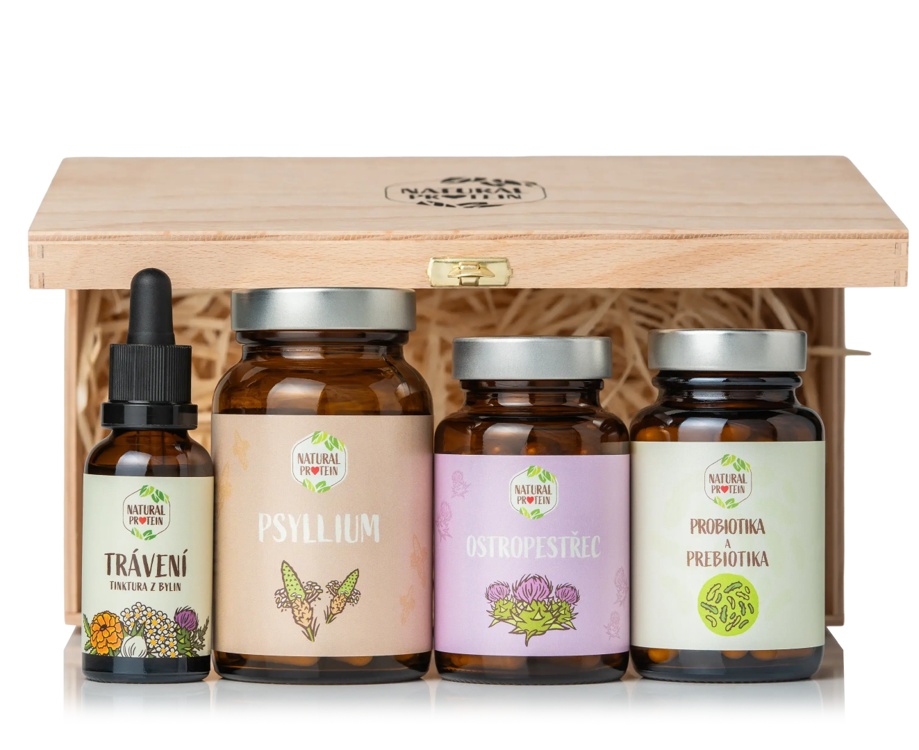 NaturalProtein Dřevěný box - Tiše v břiše