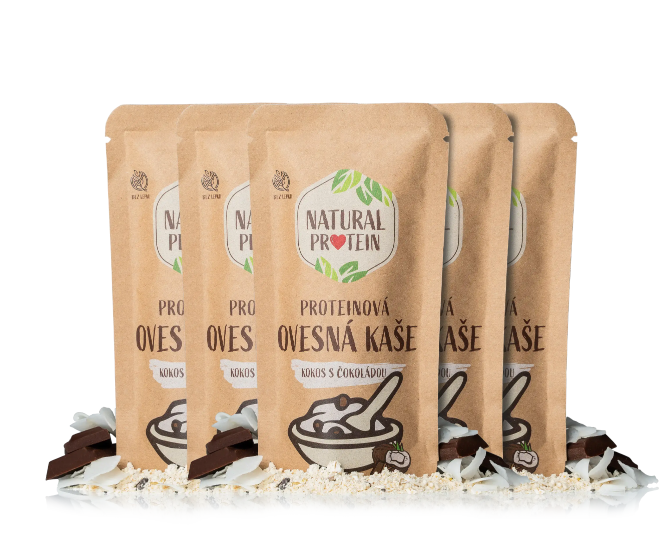 NaturalProtein Proteínová ovsená kaša Kokos s čokoládou (60 g) 5 kusov