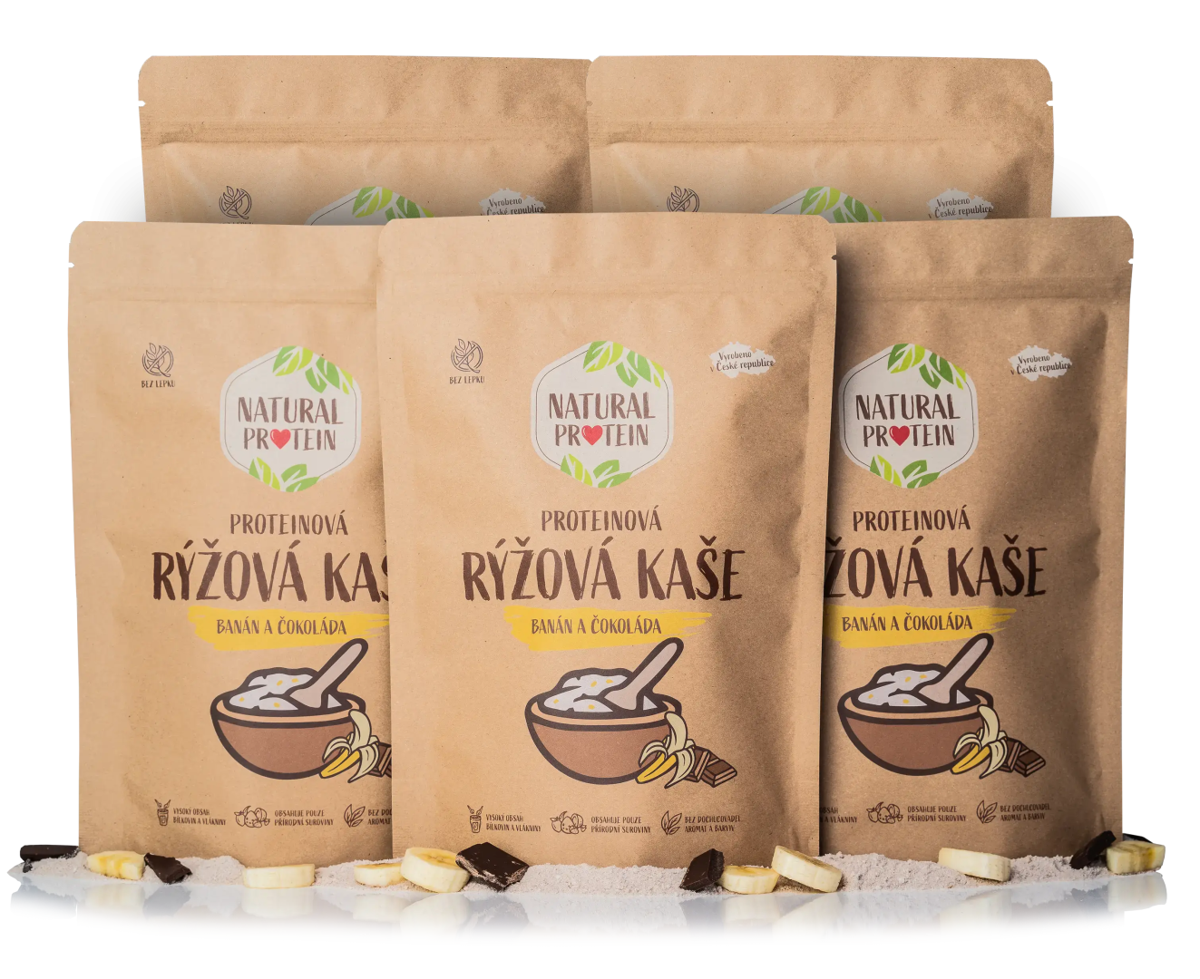 NaturalProtein Proteínová ryžová kaša - Banán a čokoláda 5 kusov