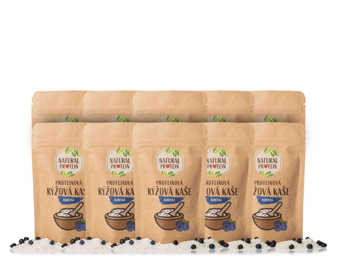 NaturalProtein Proteínová ryžová kaša - Čučoriedka (60 g) 10 kusov