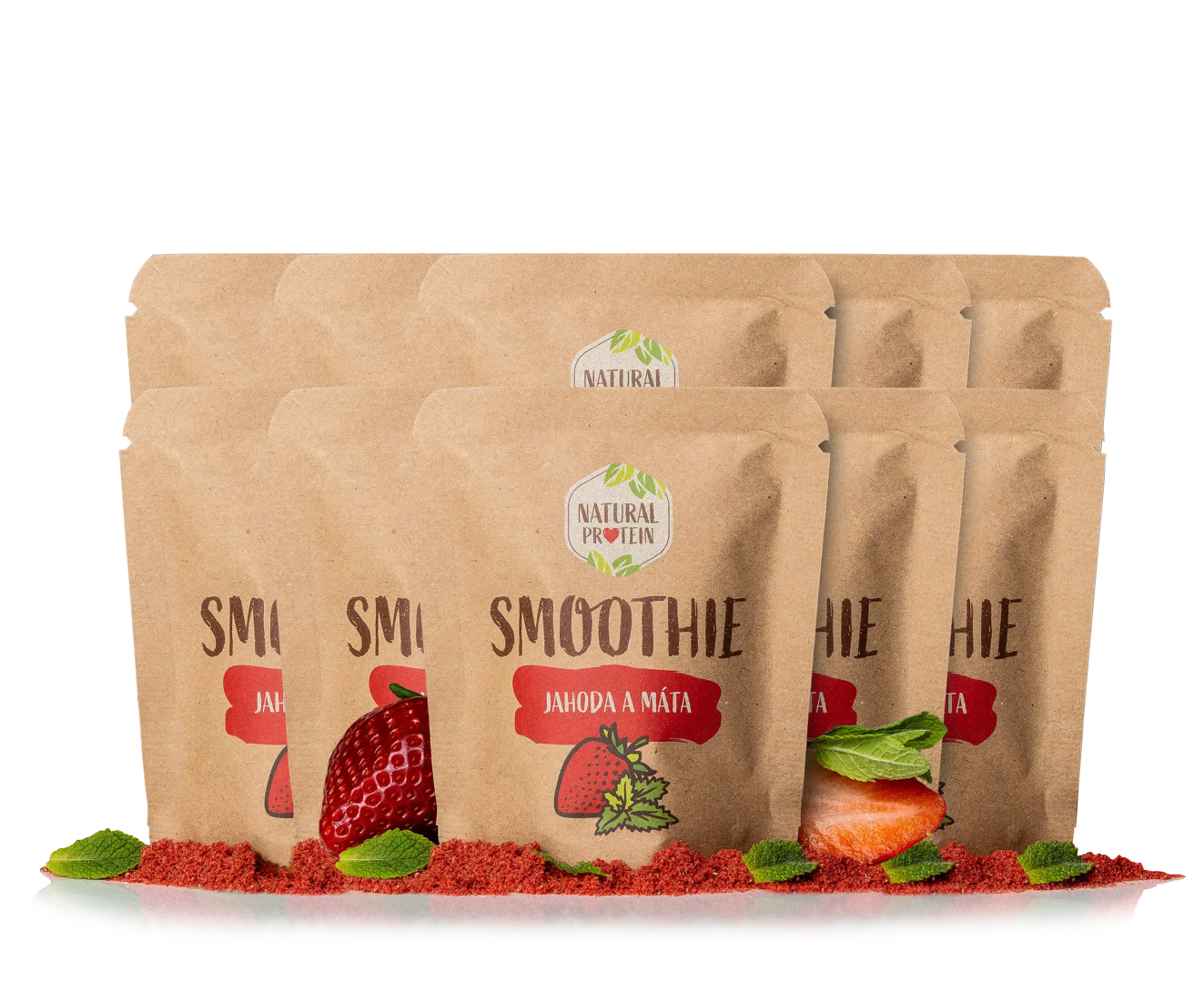 NaturalProtein Smoothie - Jahoda a mäta 10 kusov