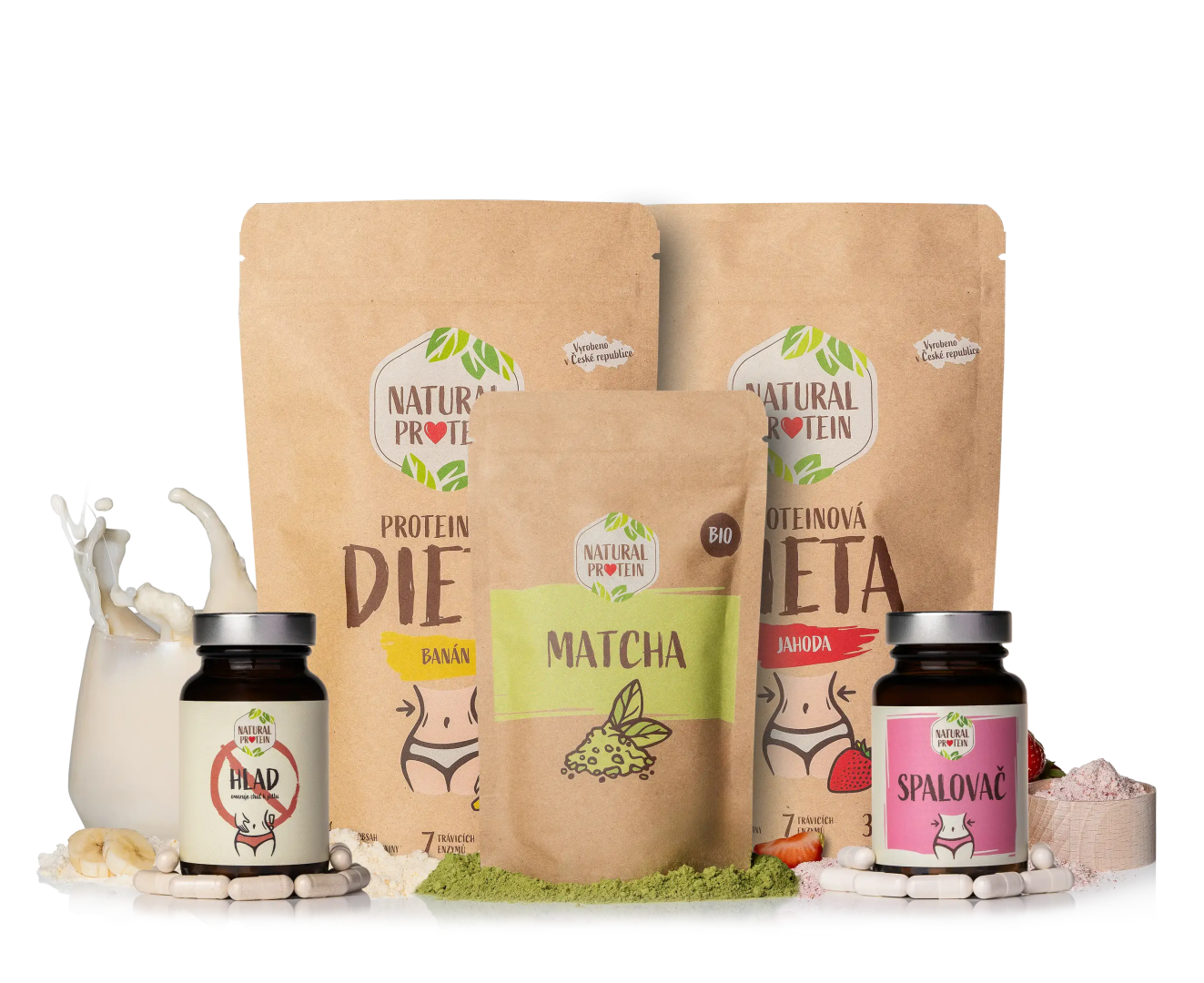 NaturalProtein PROTEÍNOVÁ DIÉTA (2X diéta, spaľovač, stophlad, matcha)