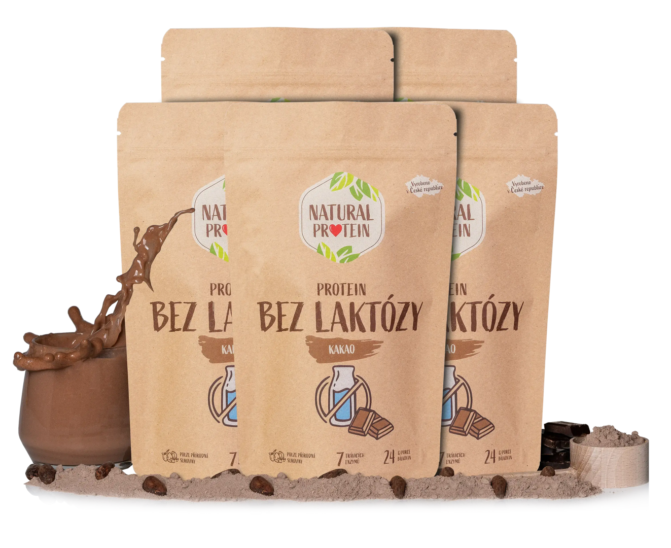 NaturalProtein Bezlaktózový protein - Kakao 5 kusov