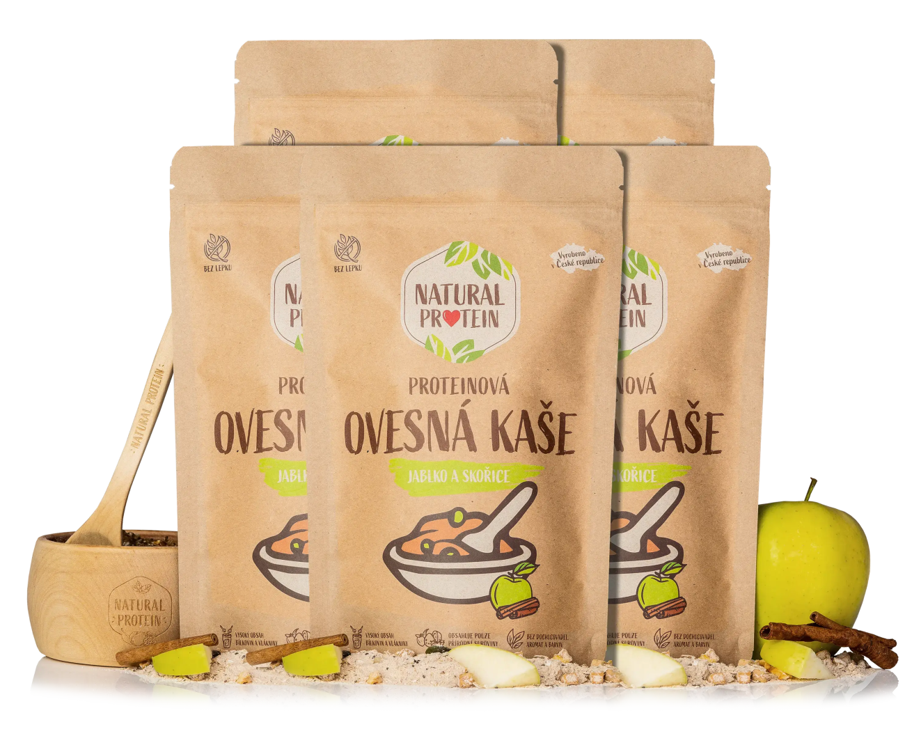 E-shop Proteínová ovsená kaša Jablko a škorica 5 kusov