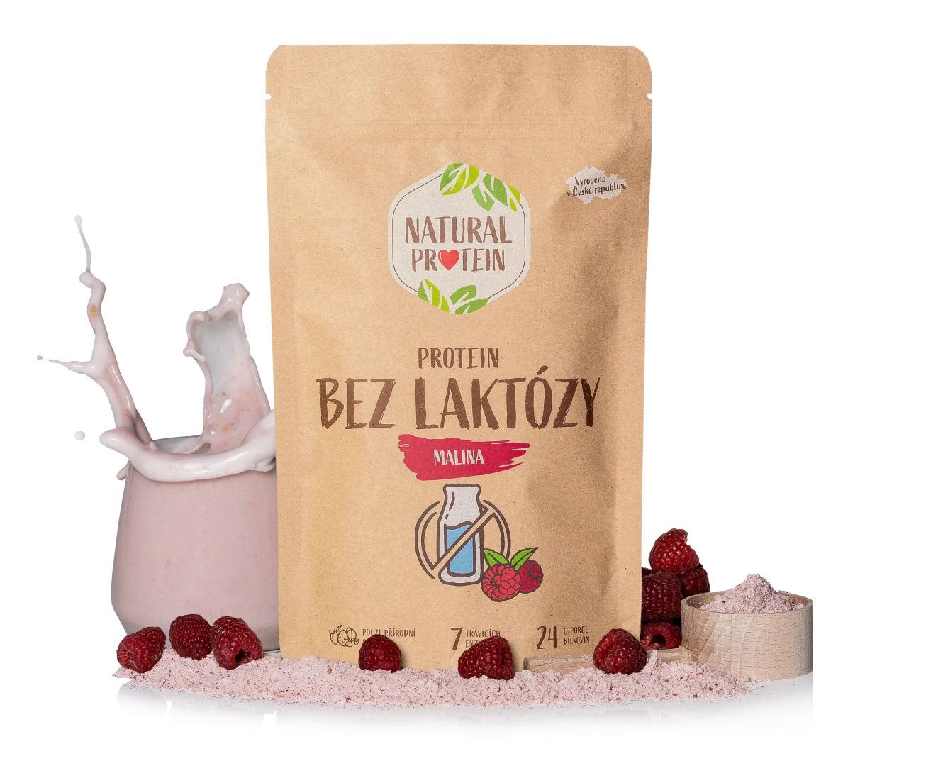 NaturalProtein Bezlaktózový proteín - Malina