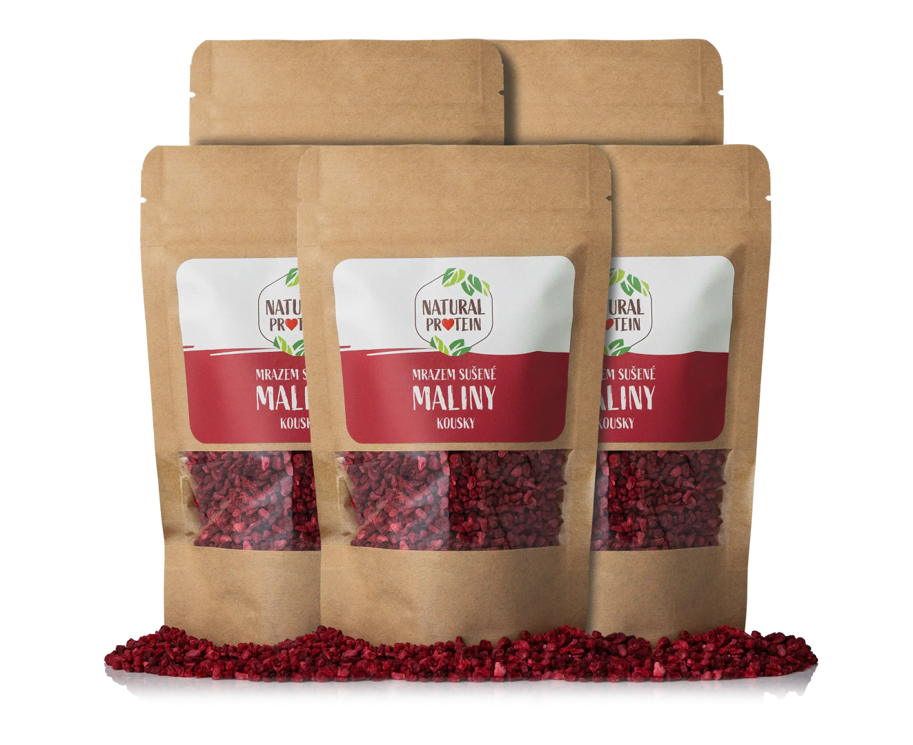 NaturalProtein Mrazom sušené maliny - kúsky 5 kusov