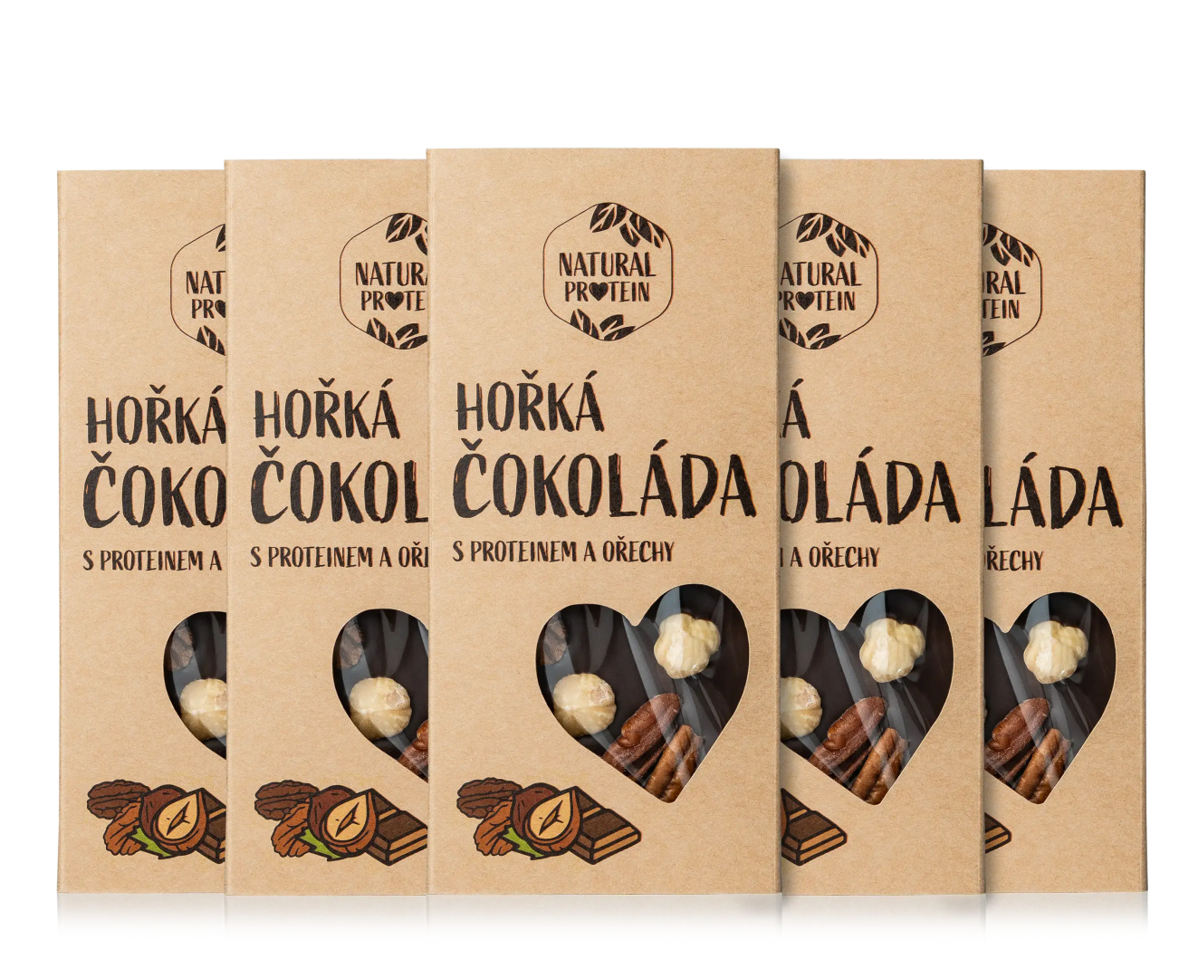 NaturalProtein Horká čokoláda s proteínom a orechmi (100g) 5 kusov