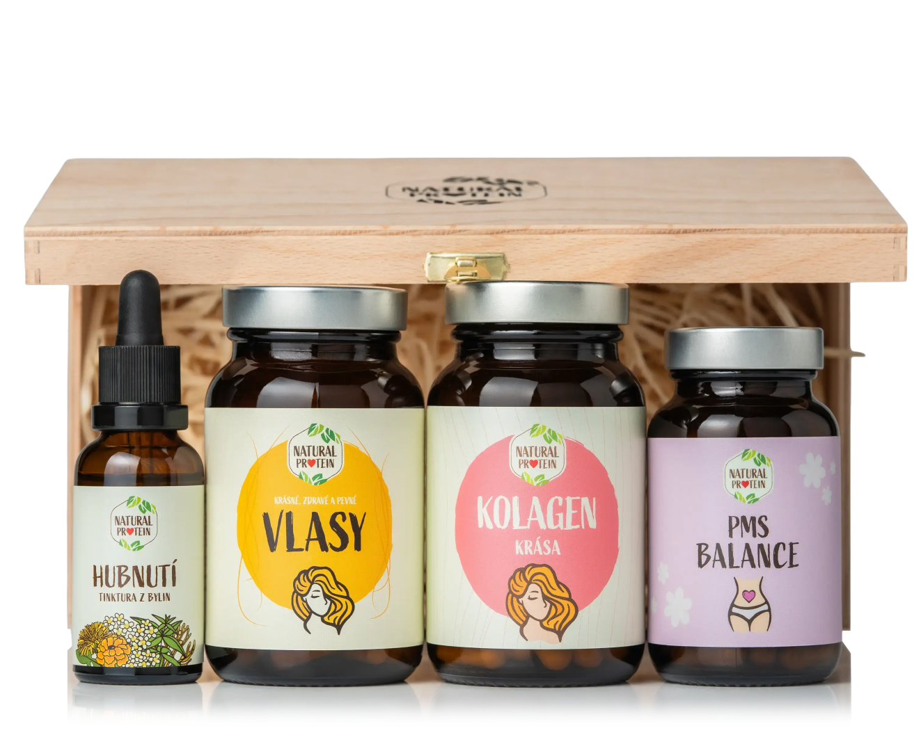 NaturalProtein Dřevěný box - Krásná a sebevědomá
