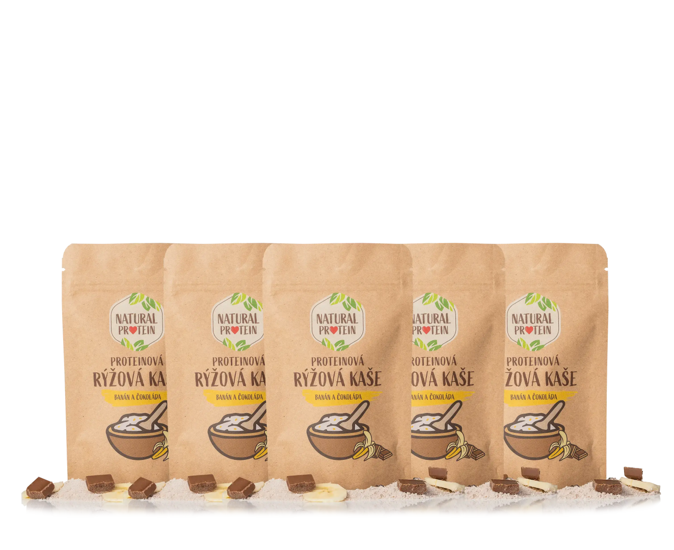 NaturalProtein Proteínová ryžová kaša - Banán a čokoláda (60 g) 5 kusov