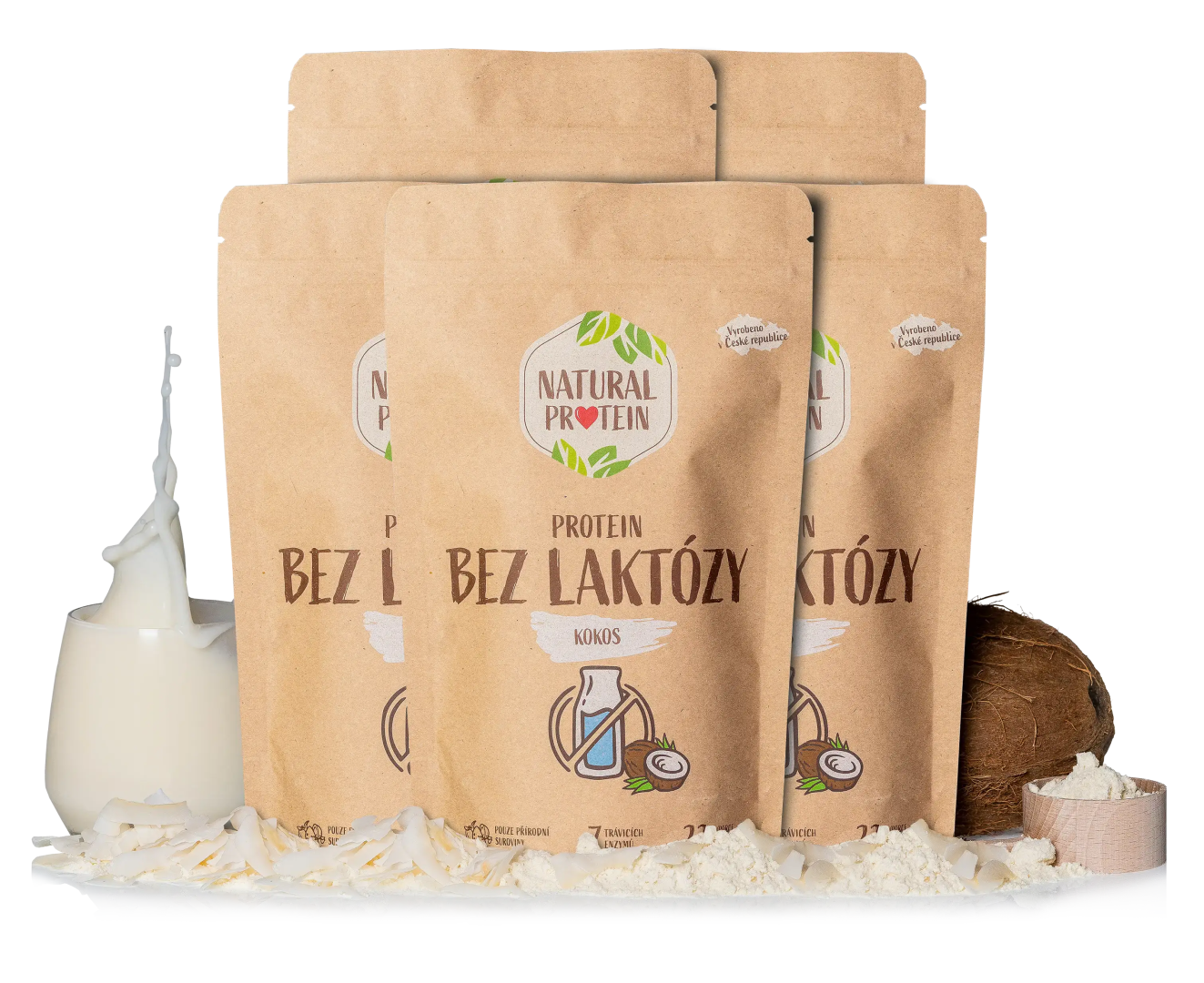 NaturalProtein Bezlaktózový protein - Kokos 5 kusov
