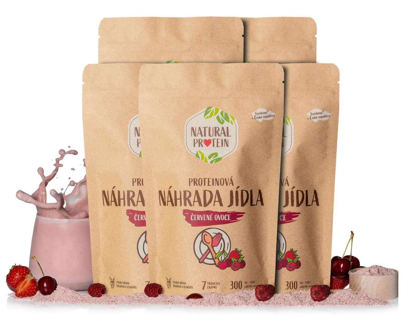 NaturalProtein Náhrada jedla - Červené ovocie 5 kusov