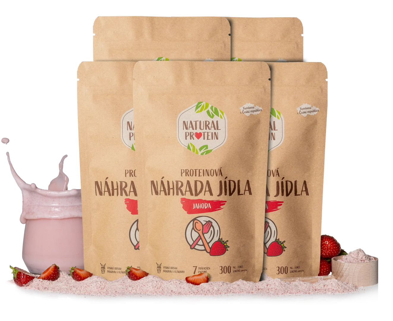 NaturalProtein Náhrada jedla - Jahoda 5 kusov