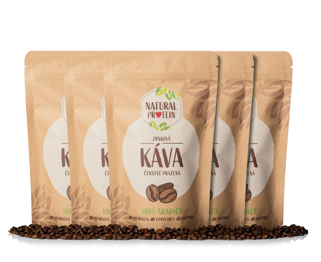 NaturalProtein Zrnková káva 100% Arabica 5 kusov
