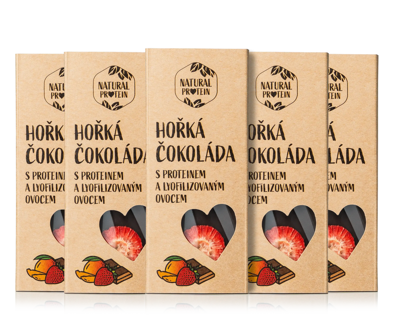 NaturalProtein Horká čokoláda s proteínom a lyofilizovaným ovocím (30g) 5 kusov