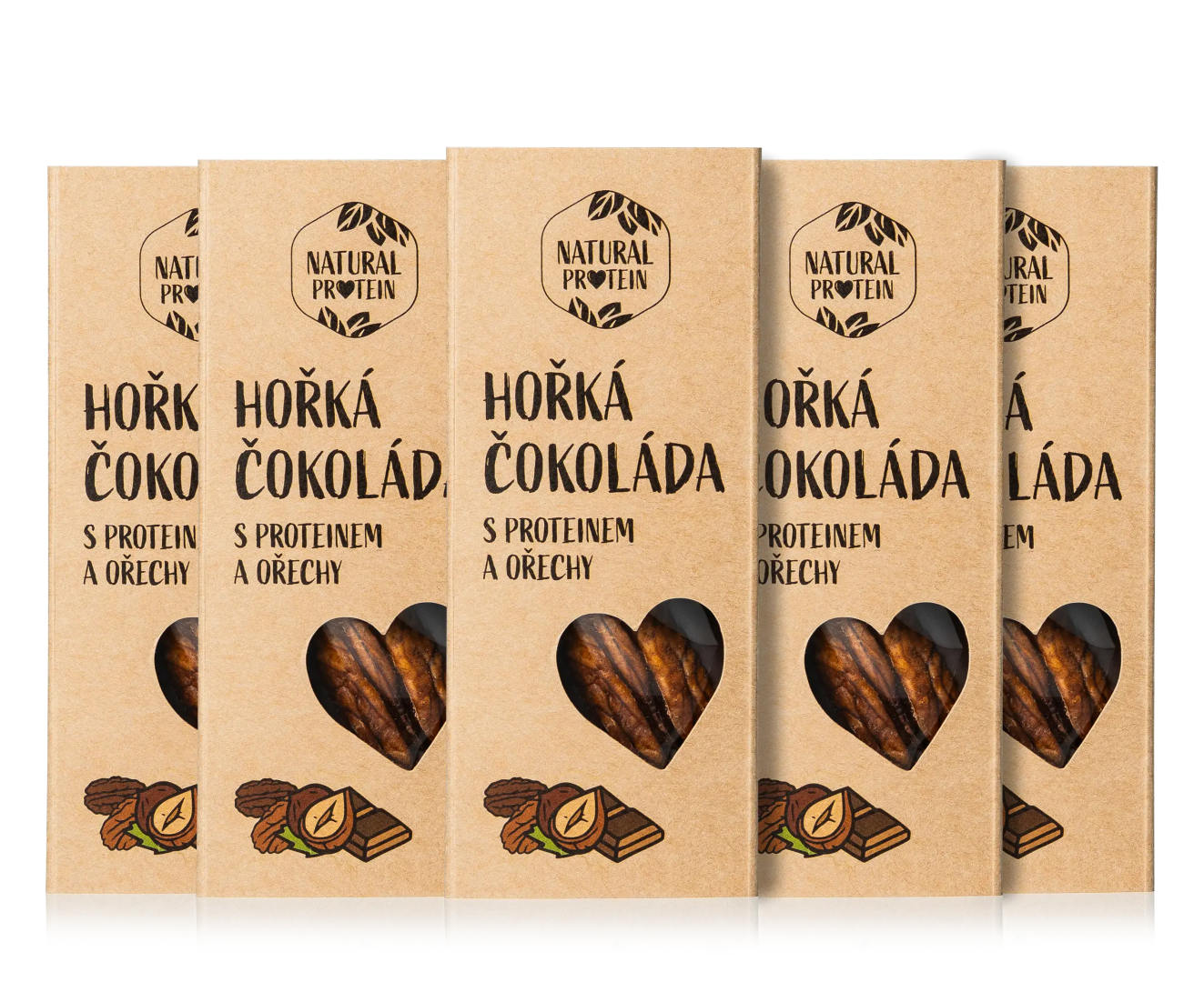 NaturalProtein Horká čokoláda s proteínom a orechmi (35g) 5 kusov