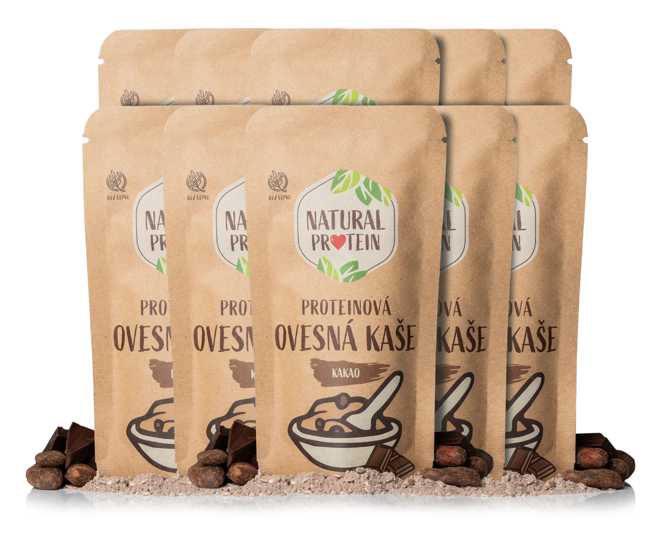 NaturalProtein Proteínová ovsená kaša Kakao (60 g) 10 kusov