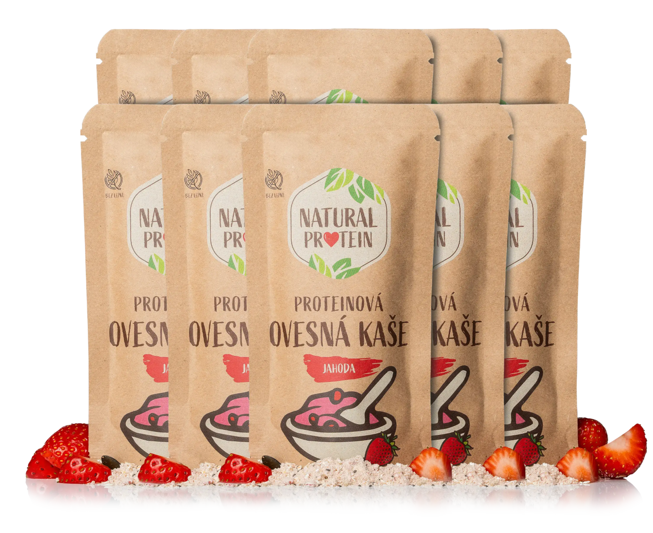 NaturalProtein Proteínová ovsená kaša Jahoda (60 g) 10 kusov