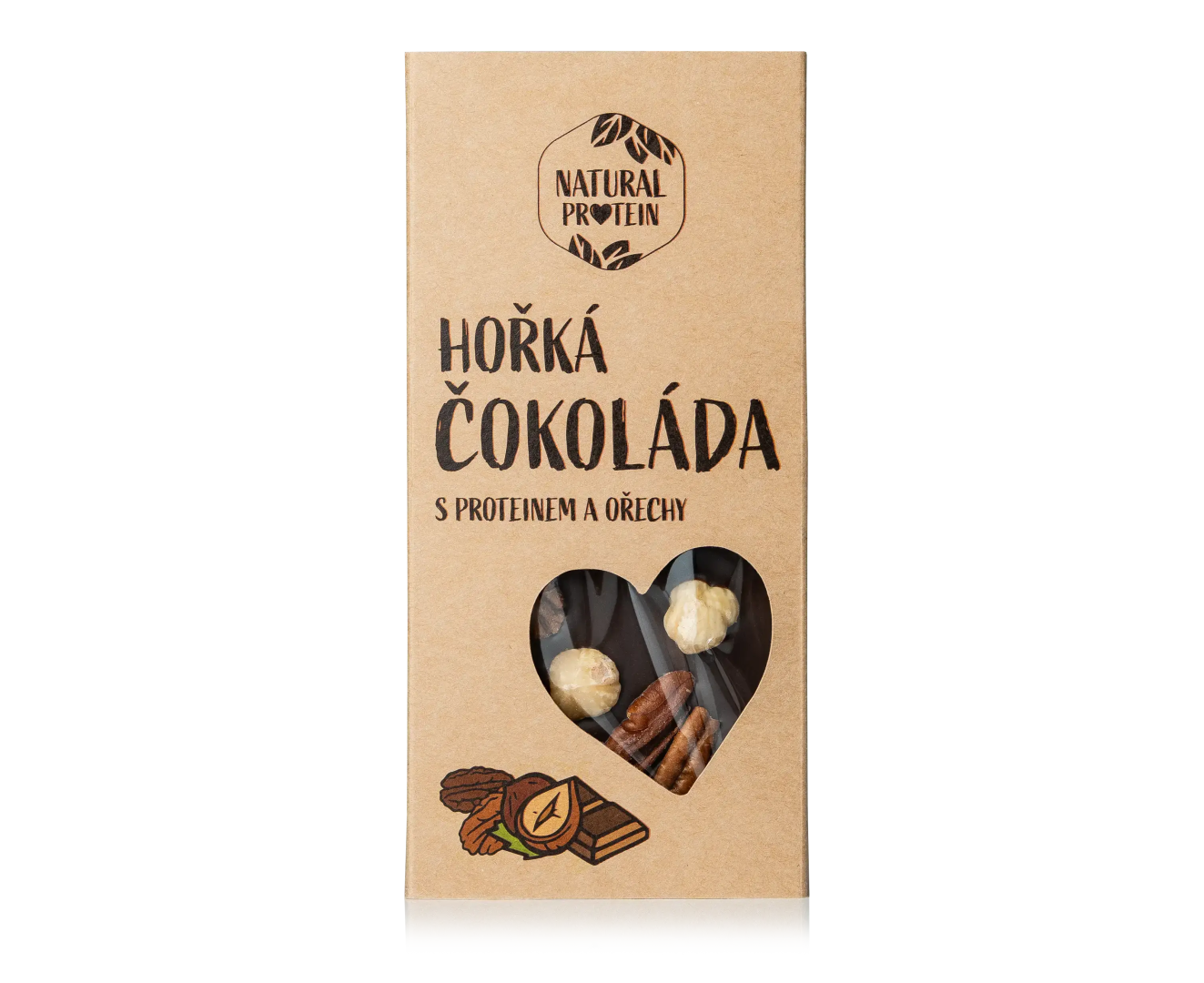 NaturalProtein Horká čokoláda s proteínom a orechmi (100g)