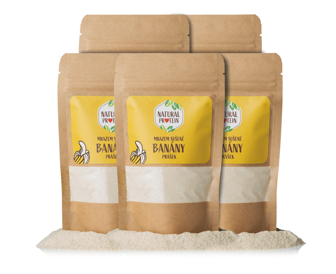 NaturalProtein Mrazom sušené banány - prášok 5 kusov