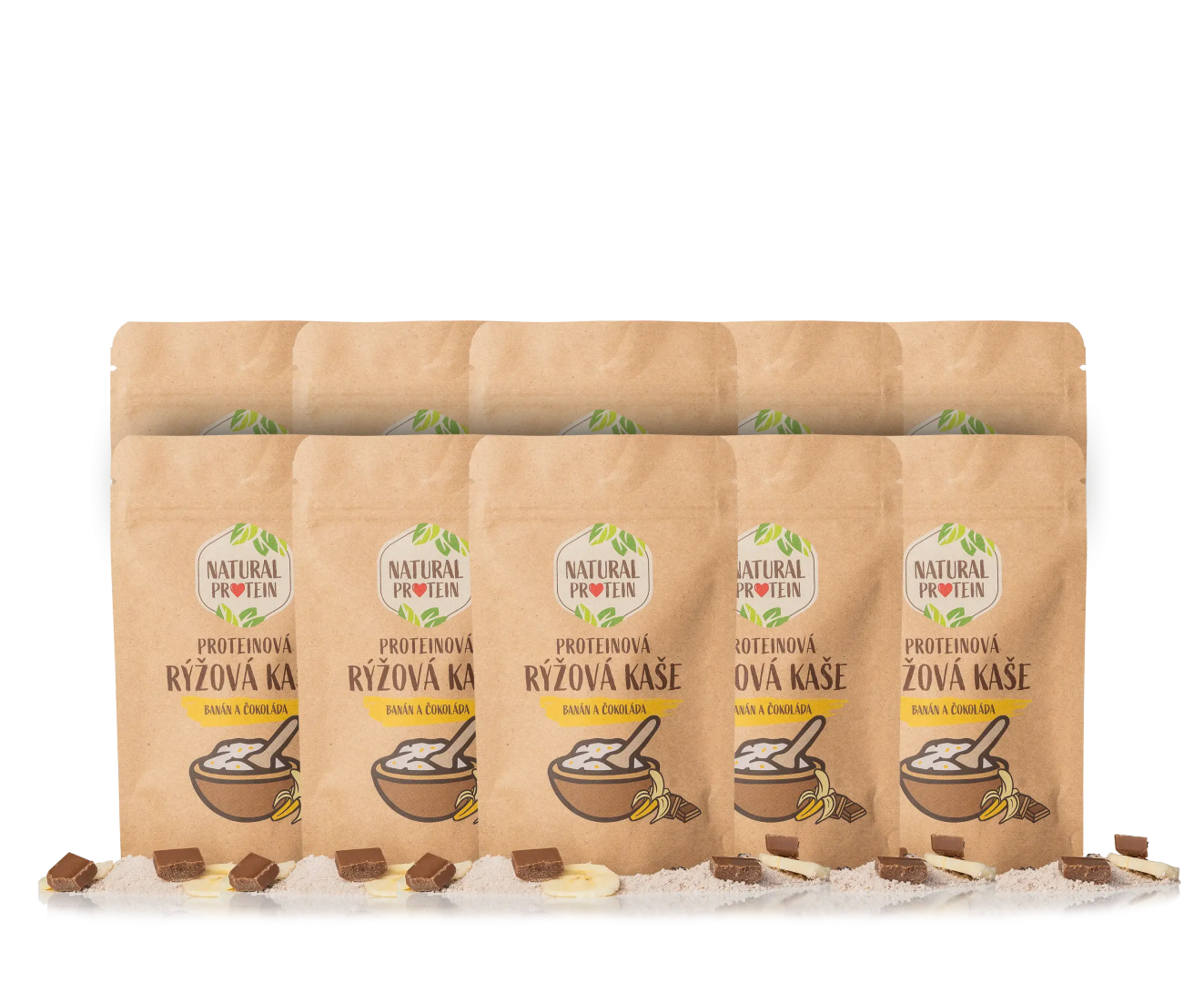 NaturalProtein Proteínová ryžová kaša - Banán a čokoláda (60 g) 10 kusov