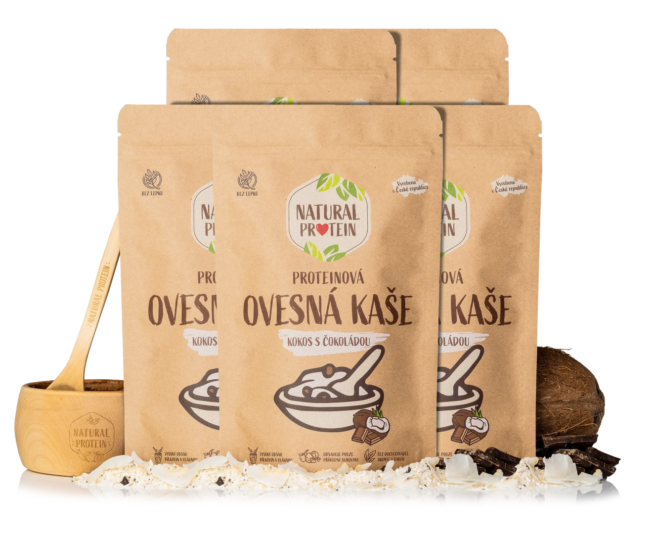 E-shop Proteínová ovsená kaša Kokos s čokoládou 5 kusov