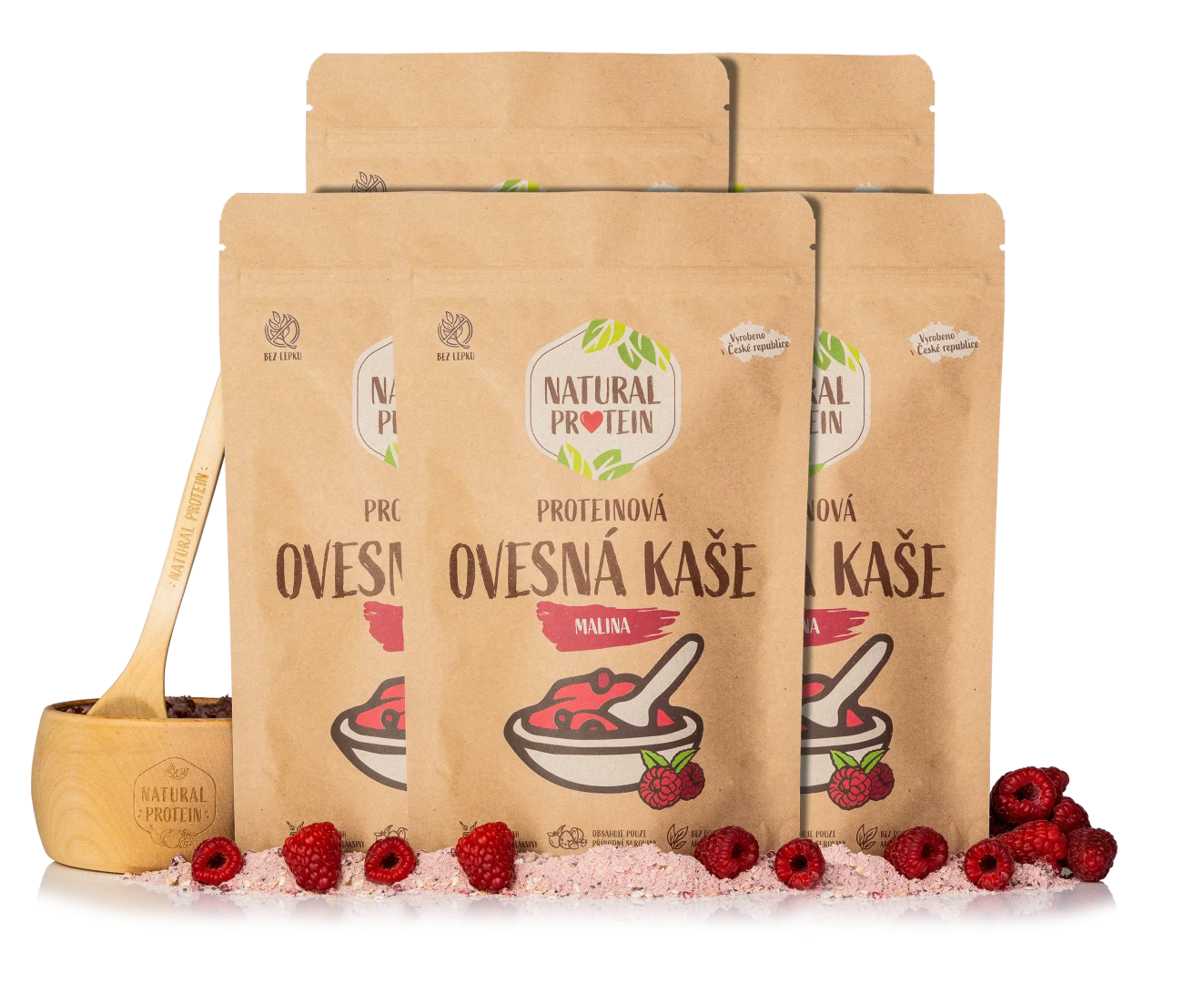 E-shop Proteínová ovsená kaša Malina 5 kusov