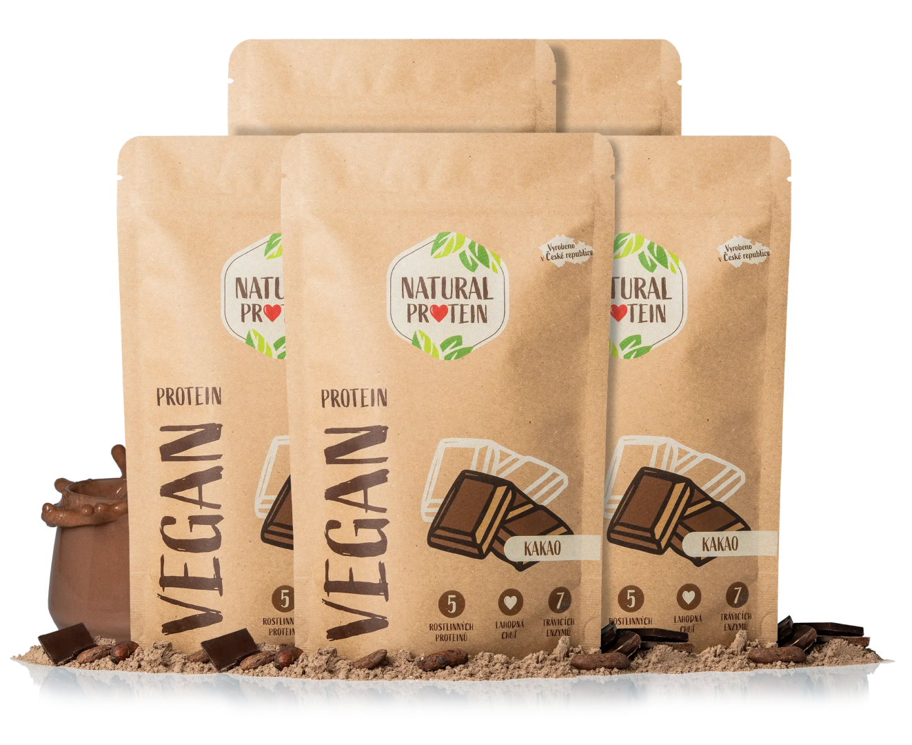 NaturalProtein Vegánsky proteín - Kakao 5 kusov