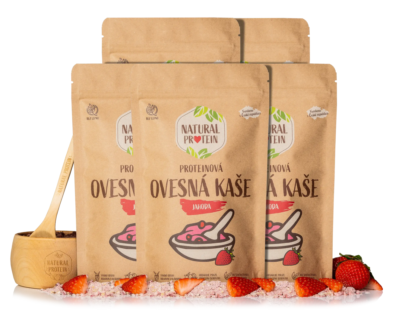 E-shop Proteínová ovsená kaša Jahoda 5 kusov