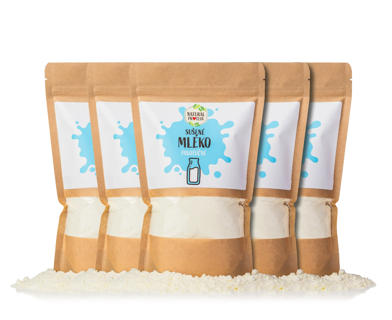 NaturalProtein Sušené polotučné mlieko 5 kusov