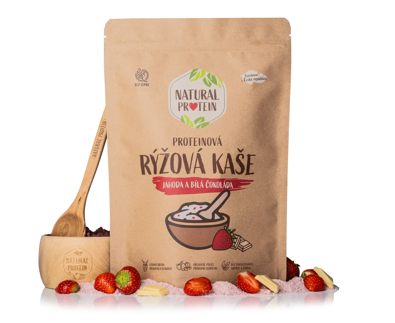 NaturalProtein Proteínová ryžová kaša - Jahoda s bielou čokoládou