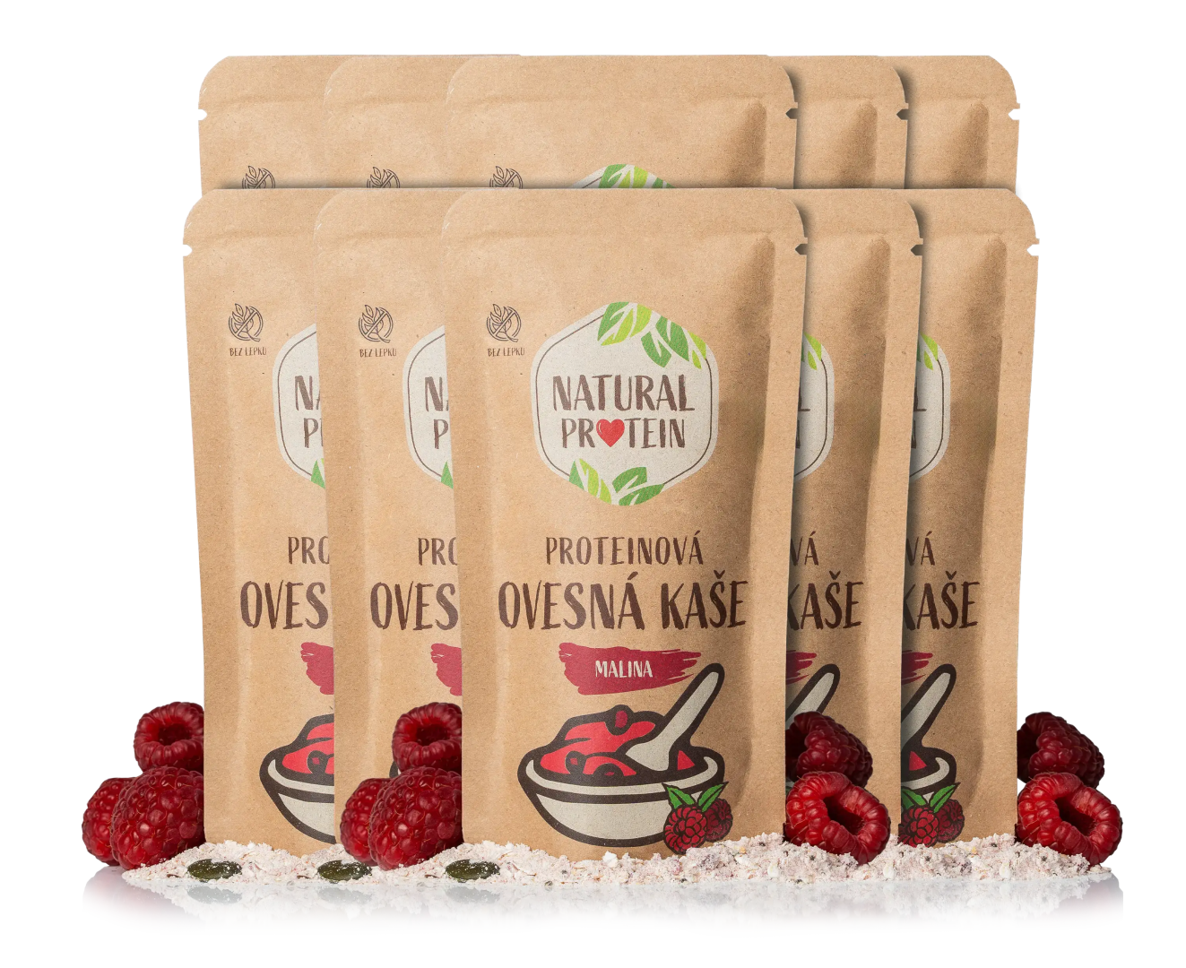 NaturalProtein Proteínová ovsená kaša Malina (60 g) 10 kusov