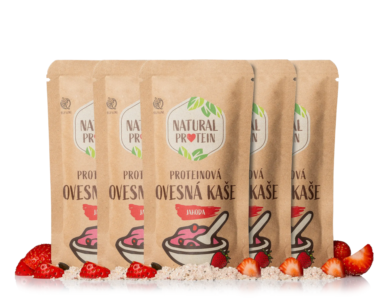 NaturalProtein Proteínová ovsená kaša Jahoda (60 g) 5 kusov