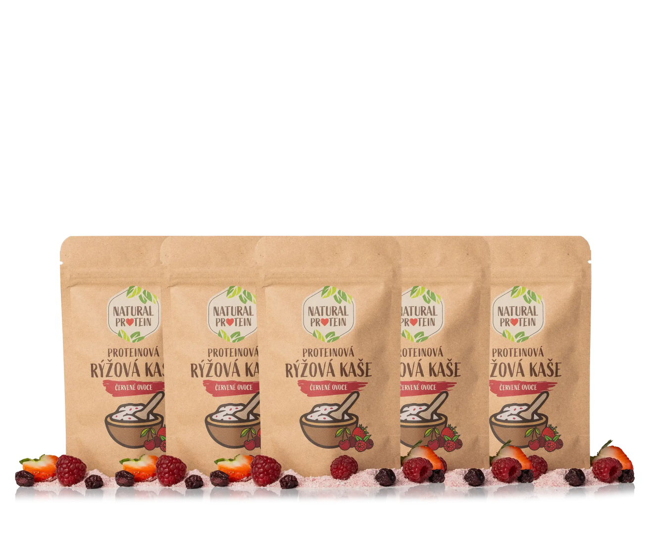 NaturalProtein Proteínová ryžová kaša - Červené ovocie (60 g) 5 kusov