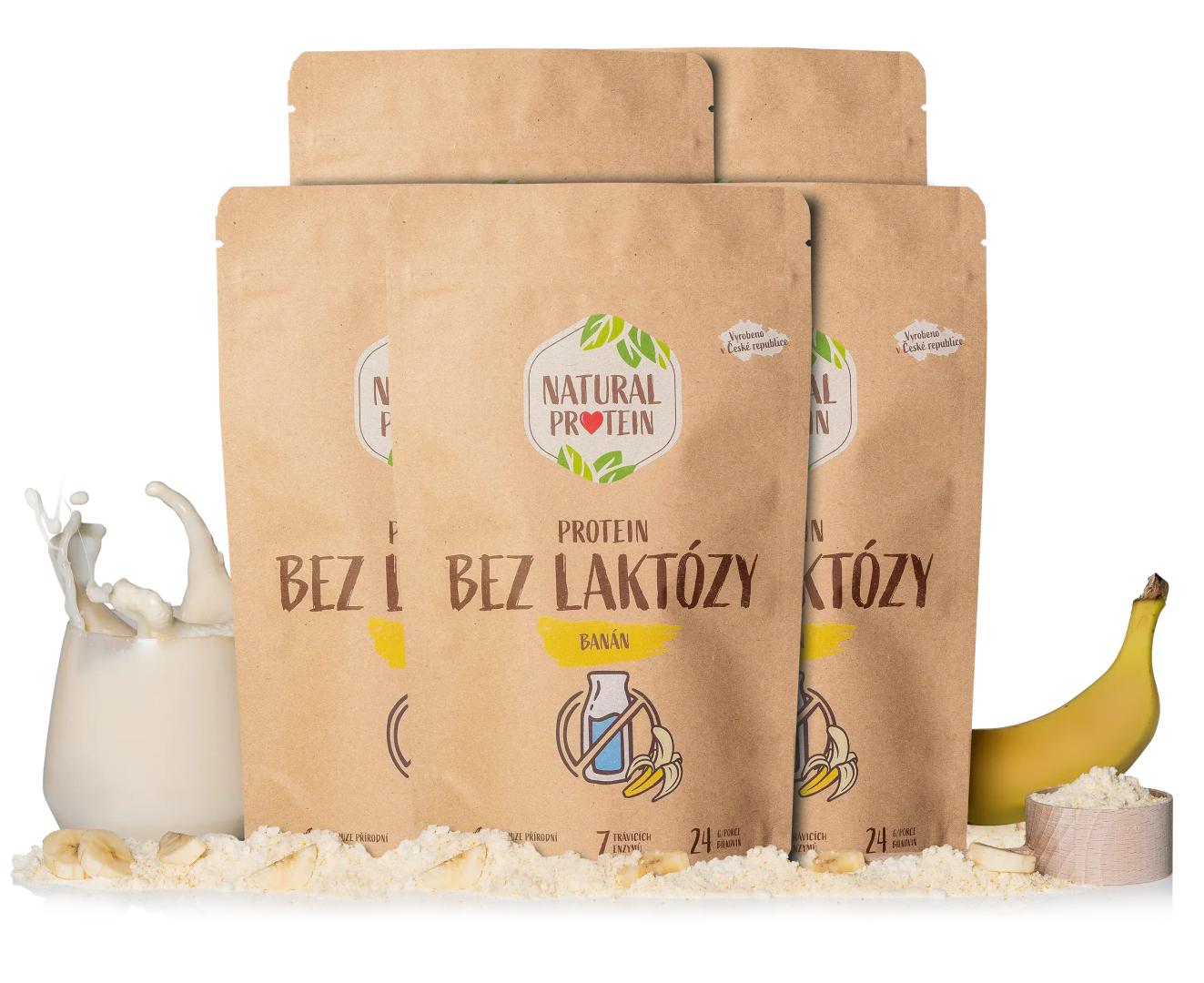 NaturalProtein Bezlaktózový proteín - Banán 5 kusov