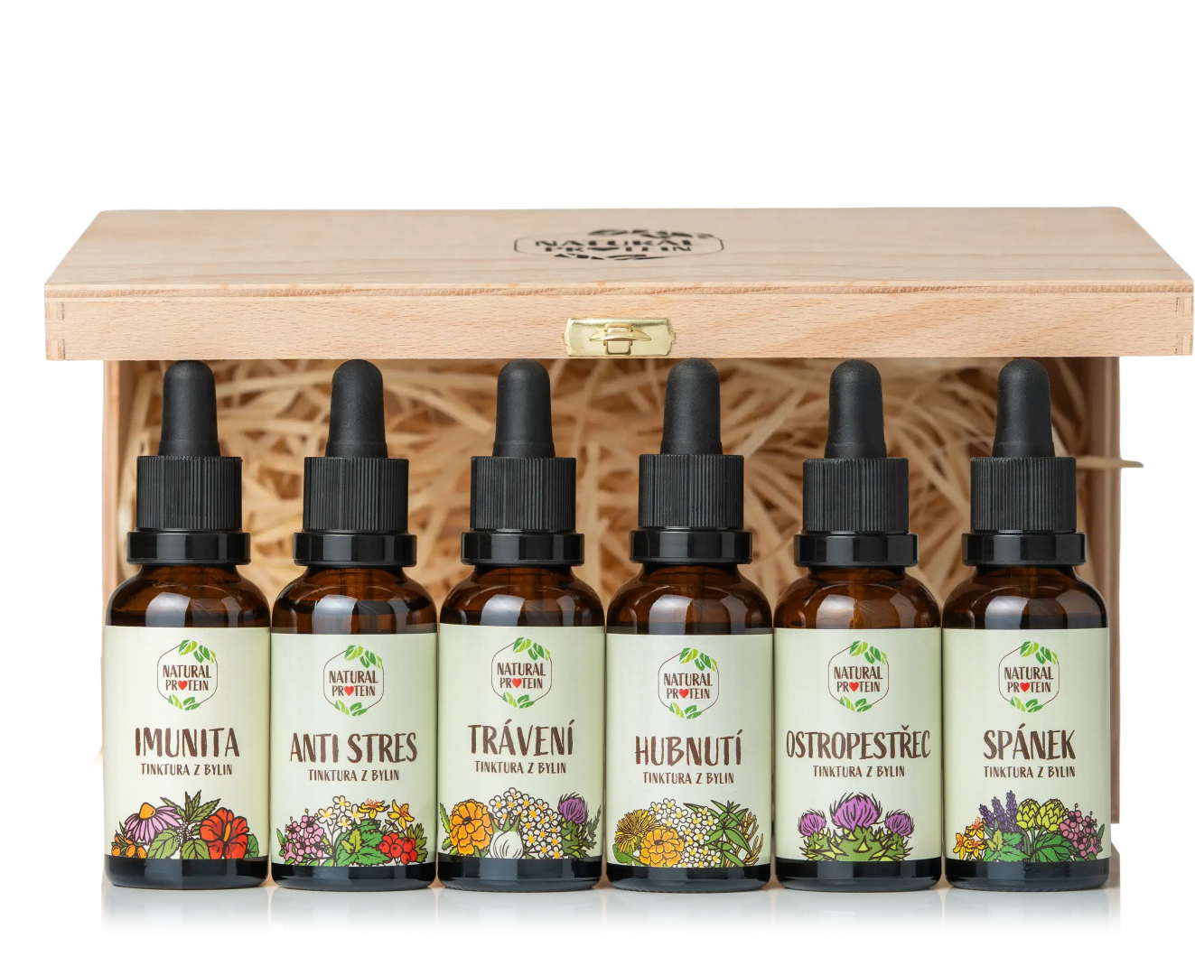 NaturalProtein Dřevěný box - Bylinková lékárnička