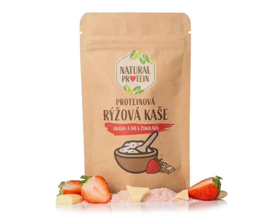 Proteínová ryžová kaša - Jahoda a biela čokoláda (60 g) 1 kus